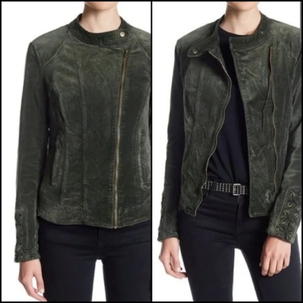 BNCI by Blanc Noir Asymmetrical Velvet Moto Jacket